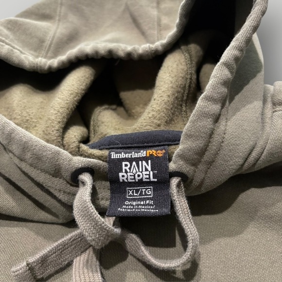 Timberland Pro Hoodie Mens XL Green Rain Repel Fleece Pullover Logo TB0A1HVY360 - Picture 4 of 8